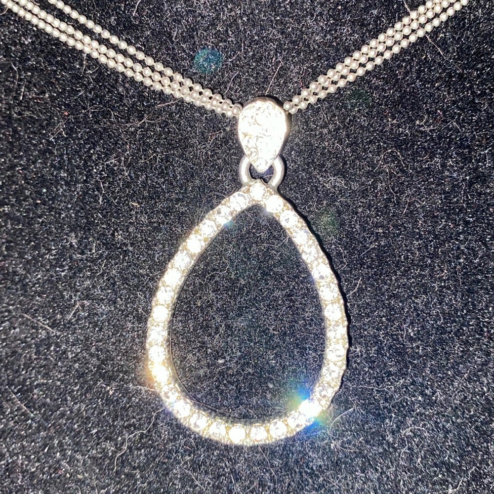 Cookie Lee rhinestone tear drop necklace